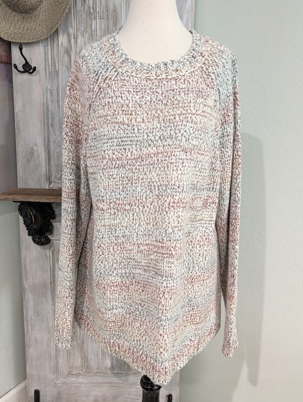 Lands' End Rainbow Multi-Color Knit Crewneck Sweater